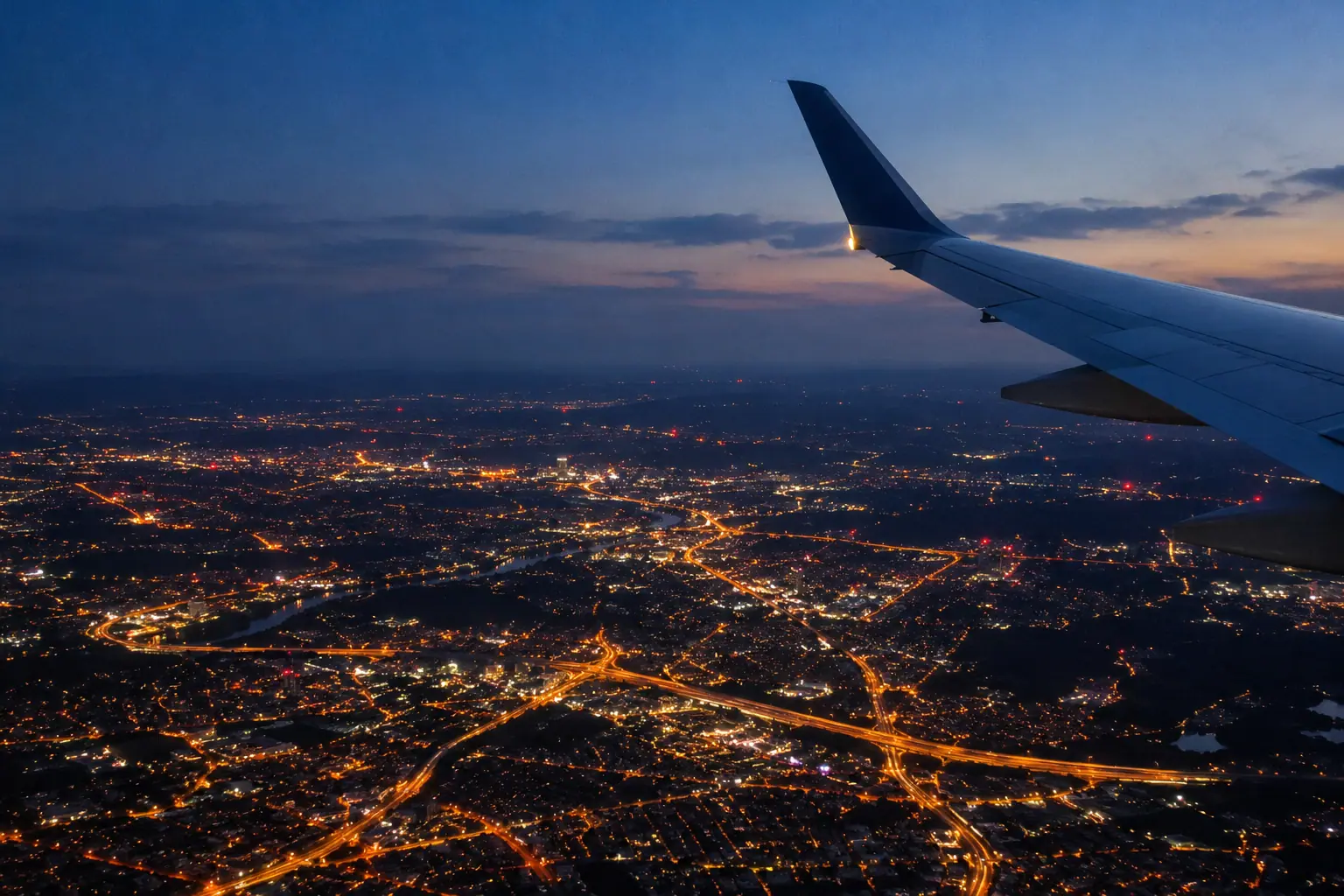 the US lights seen from a private jet