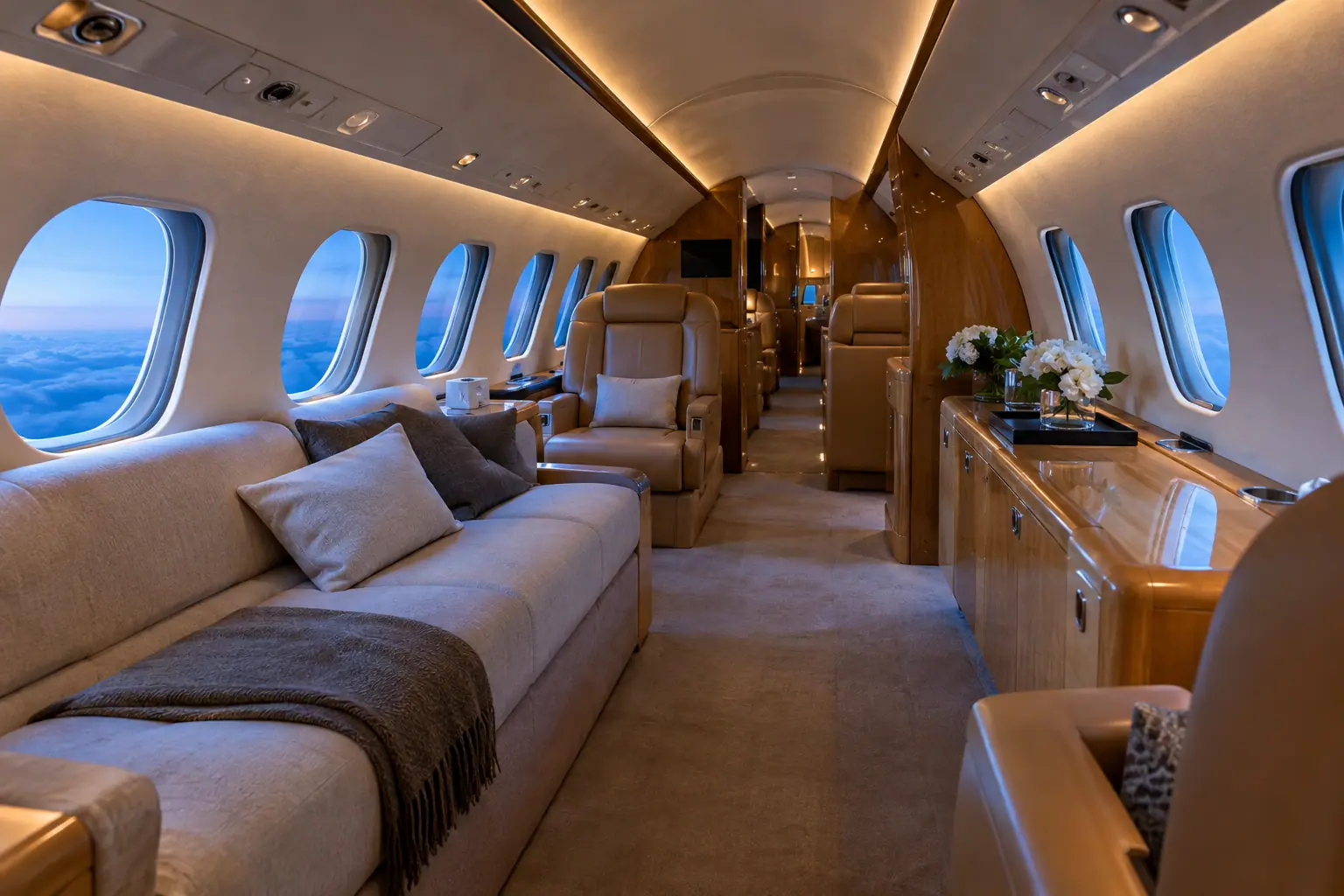 Heavy jet cabin interior