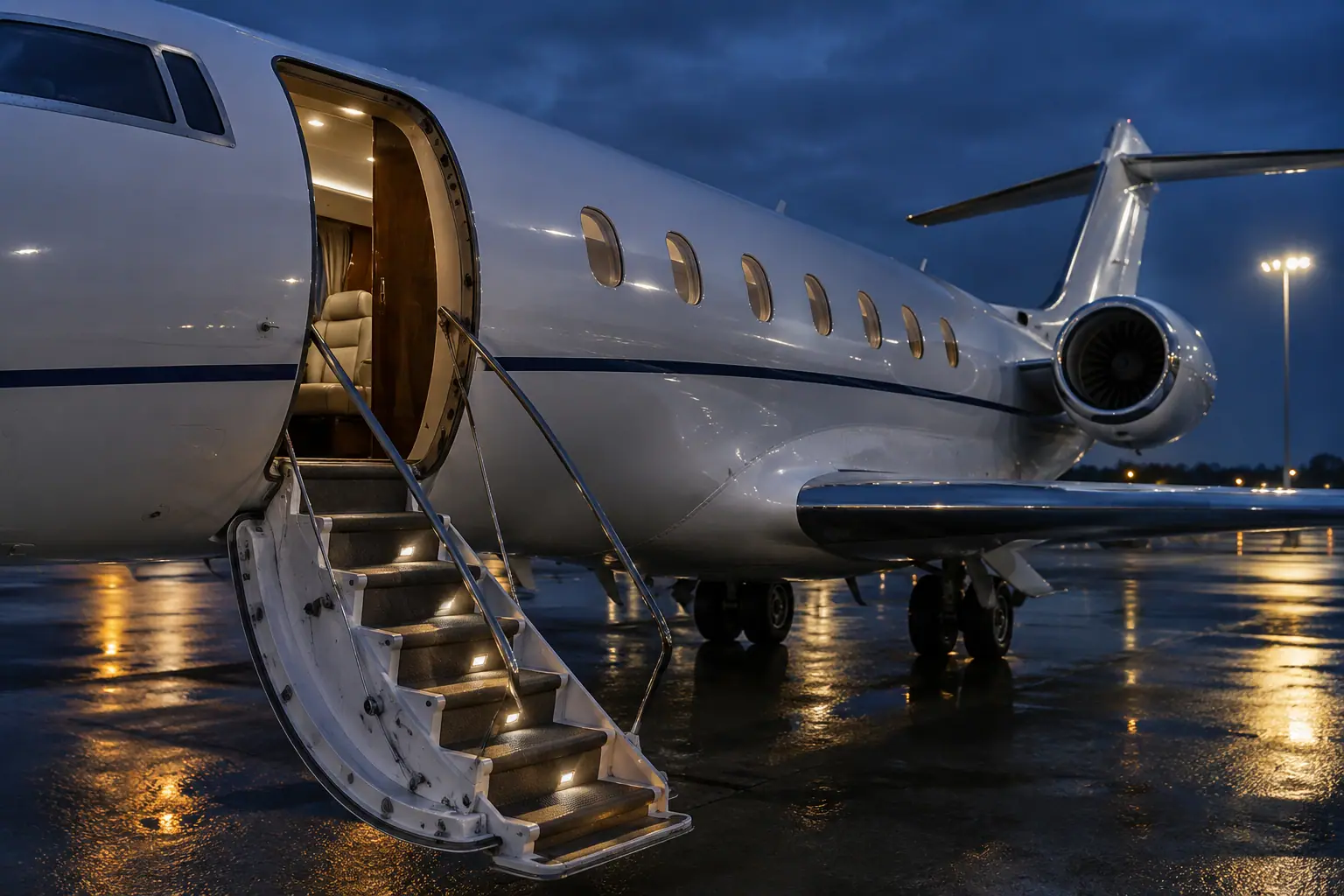 Open airstair of a private jet
