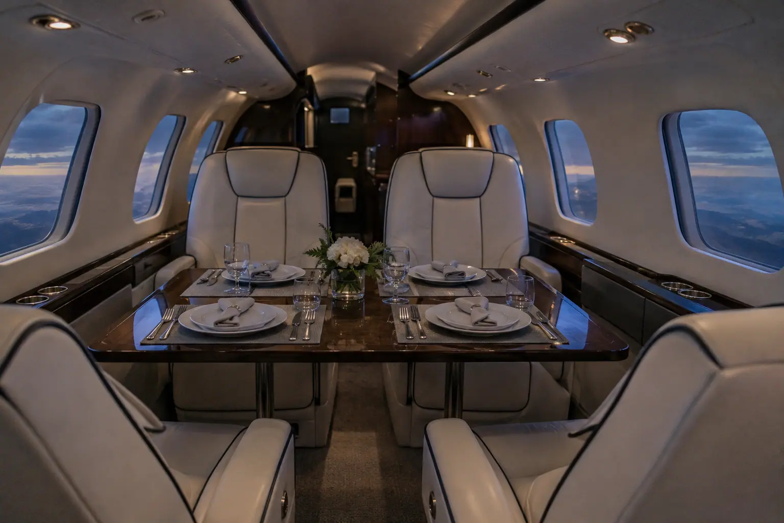 Light jet cabin interior