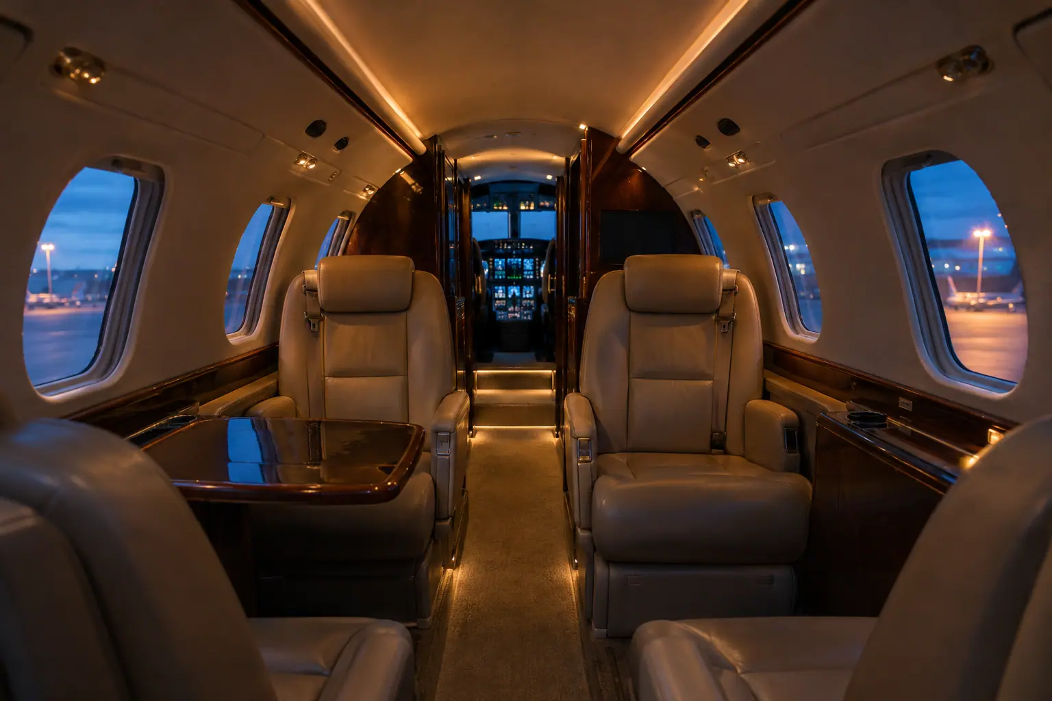 Midsize jet cabin interior