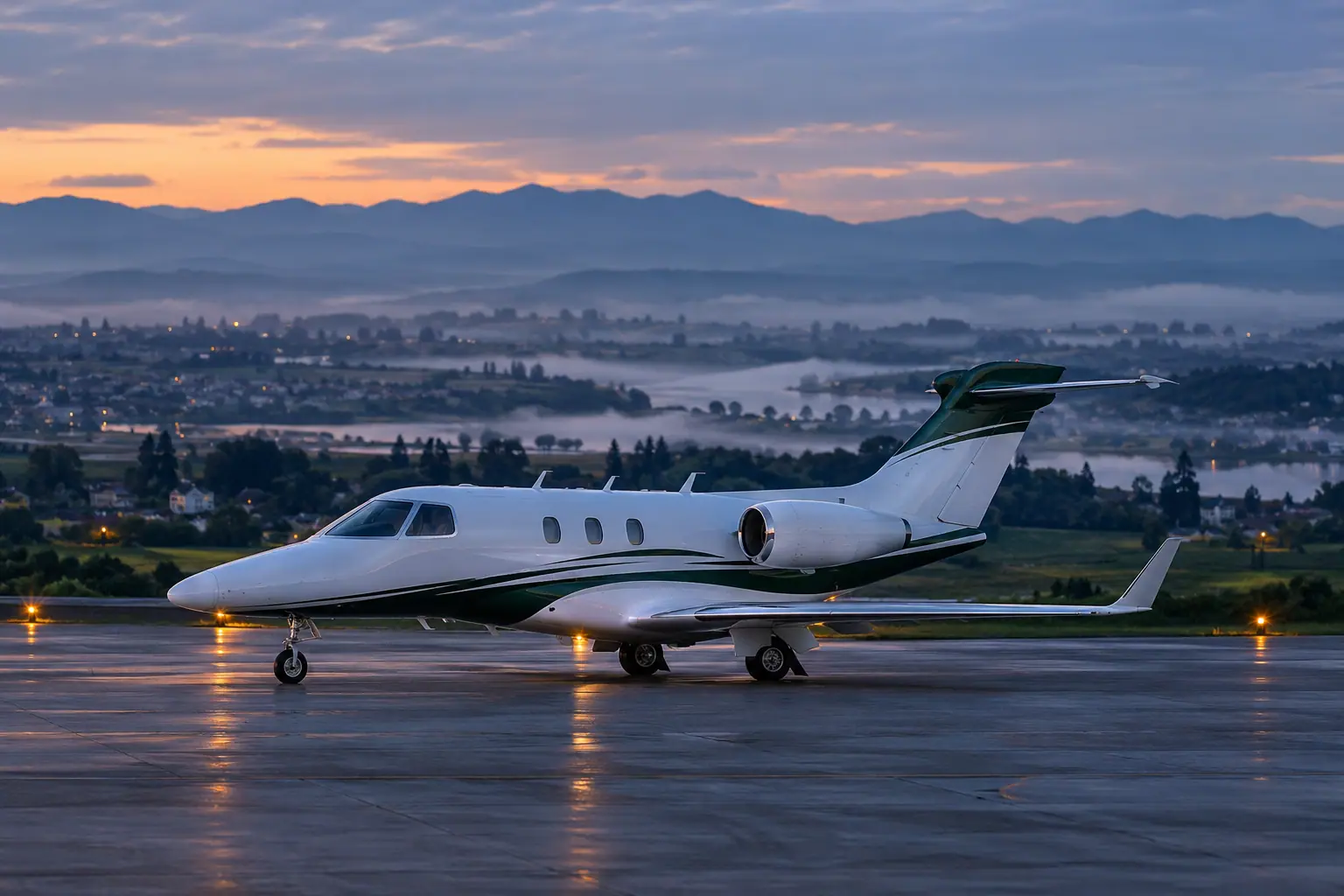 Light jet waiting on an empty ramp